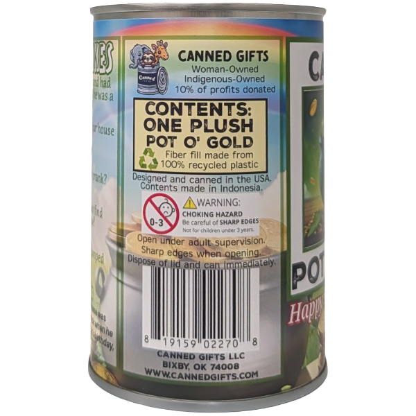 Canned gift with colorful label on a white background