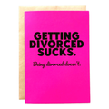 Pink card with black text on a white background