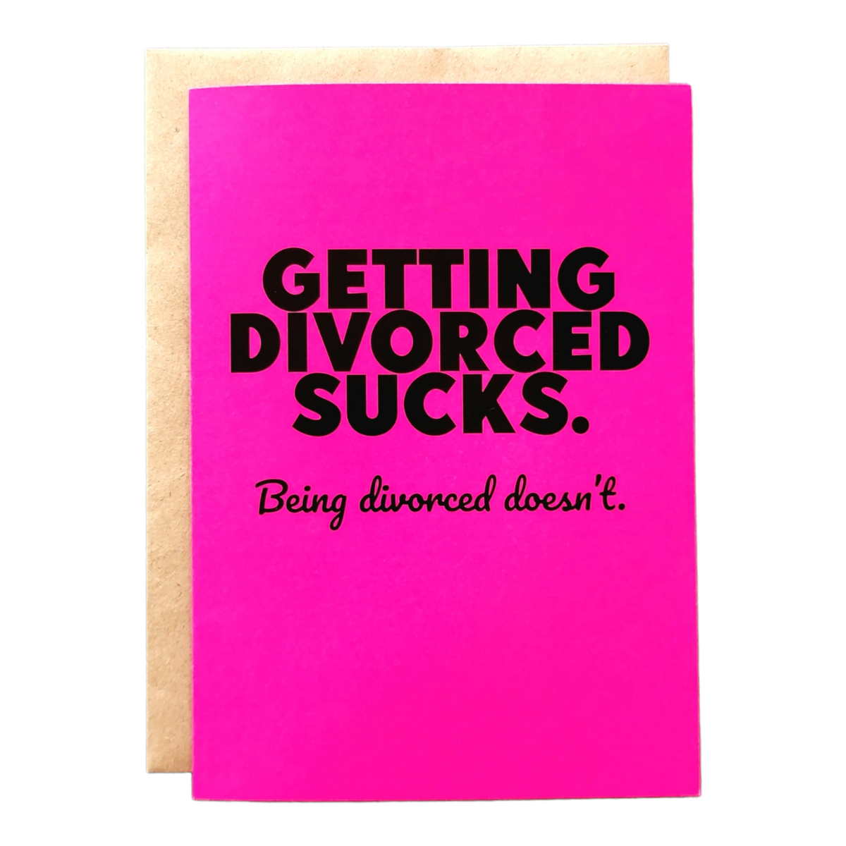 Pink card with black text on a white background