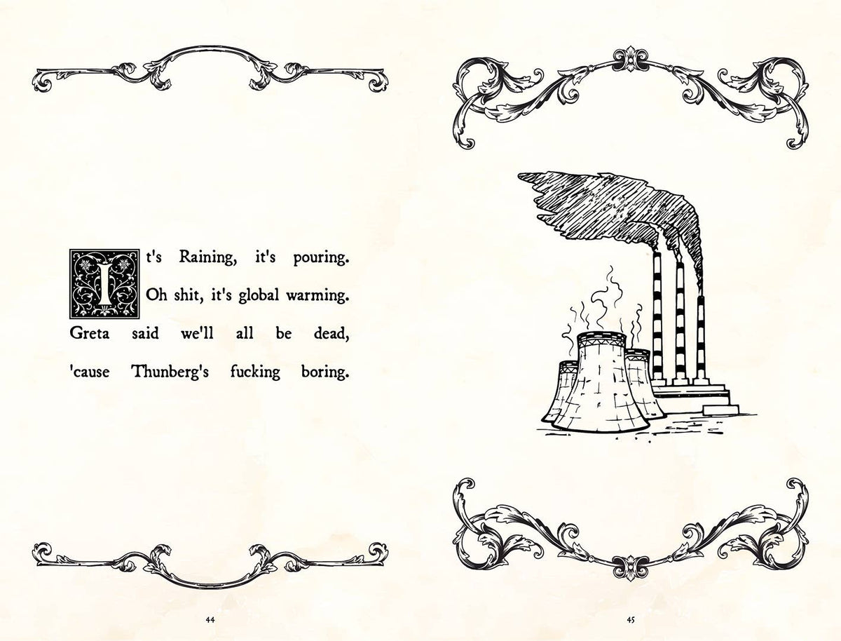 Illustration of a factory with text on a decorative page