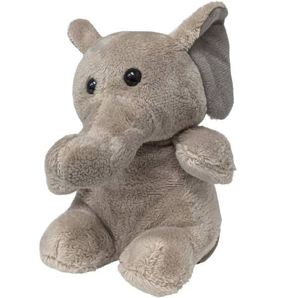 Plush elephant toy on a white background
